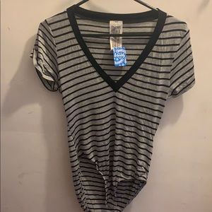 Striped Free People body-suit tee